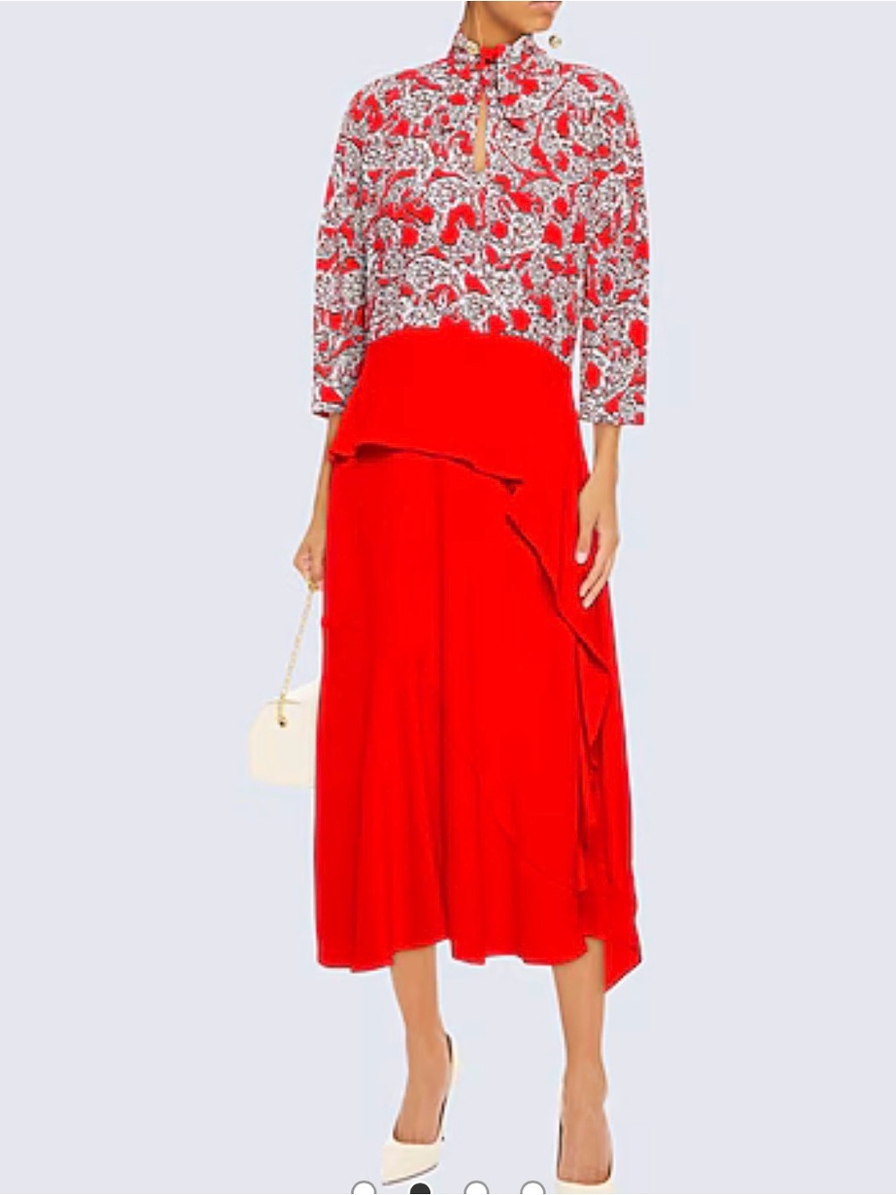 Diane Von Furstenberg Red Crepe Long Sleeve Peplum Midi Dress | 4